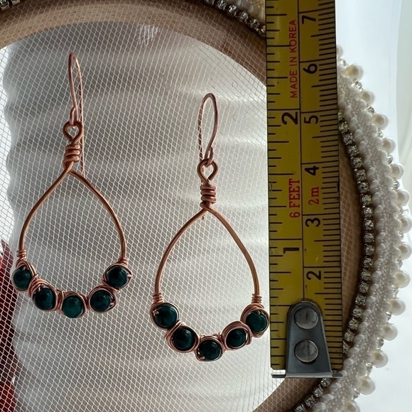 COPPER Beaded Teardrop Earrings - Picture 7 of 12